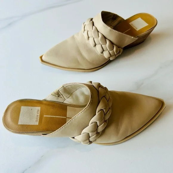 Dolce Vita Tan Cream Braided Mules - Picture 3 of 3